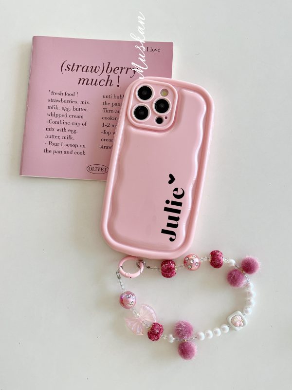 Designer Solid Color Wawy Customised Silicon Case for iPhone With Charm Bracelet For Sale