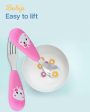 (PINKAH) Spoon and Fork Set with Silicone Handle Sleeve | Stainless Steel - Blush Pink Cheap