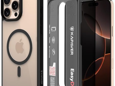 iPhone 16 Pro Max Back Cover Case With Glass | Mag-X - Black Case with Privacy Glass For Sale