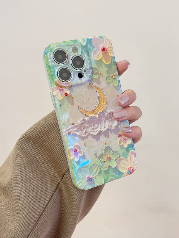 3D Effect Holographic Effect Silicon Case for iPhone With Diamond Camera Protection Fashion