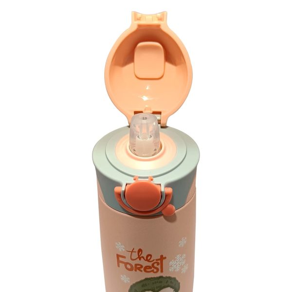 (PINKAH) Kids Cartoon Design Bottle | Stainless Steel (390ML) - Peach on Sale