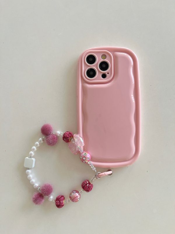 Designer Solid Color Wawy Customised Silicon Case for iPhone With Charm Bracelet For Sale