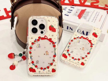 Strawberry With Animal Silicon Case For iPhone With Strawberry Charm Online now