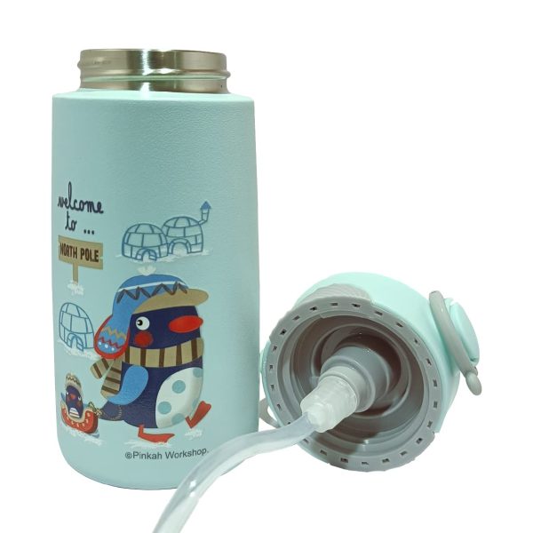 (PINKAH) Kids Cartoon Design Bottle | Stainless Steel (390ML) - Blue Discount