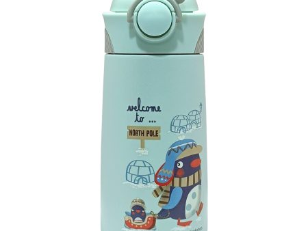 (PINKAH) Kids Cartoon Design Bottle | Stainless Steel (390ML) - Blue Discount