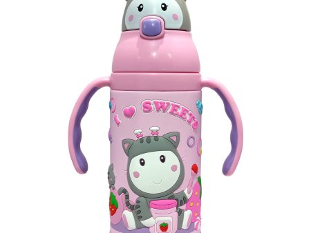 Kids Vacuum Bottle (PINKAH)3D Cap & Cartoon Design | 380ml - Pepa pink For Discount