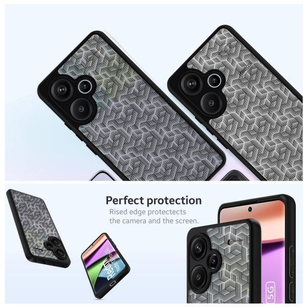 Redmi Note 13 Pro Plus 5G Back Cover Case | Hybrid - (Stripe Cube Black) Cheap