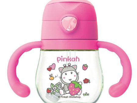 (PINKAH) Kids Water Bottle With Sipper Straw (470 ML) - Pink Fashion