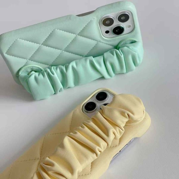 Quilted Leather Case for iPhone With Fluffy Holder Online