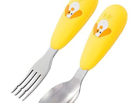 (PINKAH) Spoon and Fork Set with Silicone Handle Sleeve | Stainless Steel - BEE Yellow Hot on Sale