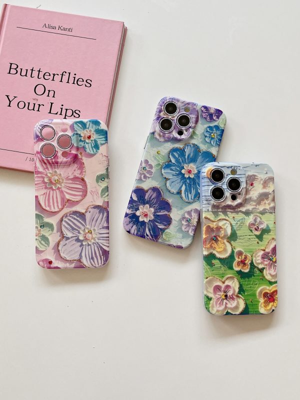 3D Effect Holographic Effect Silicon Case for iPhone With Diamond Camera Protection ( Daisy Family ) Online Hot Sale