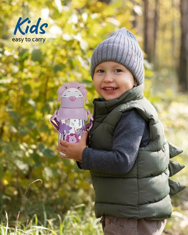 (PINKAH) Kids Drinking Water Bottle with Carry Strap (490 ML) - Pink Sale