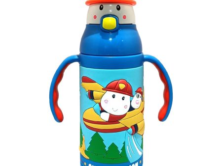 (PINKAH) Kids 3D Cap with Cartoon Design Bottle | Stainless Steel (380ML) - Pepa Blue Online Hot Sale