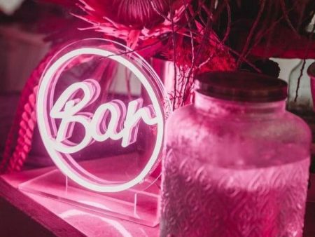 Freestanding Bar in Circle With Table Stand LED Neon Sign Online Sale