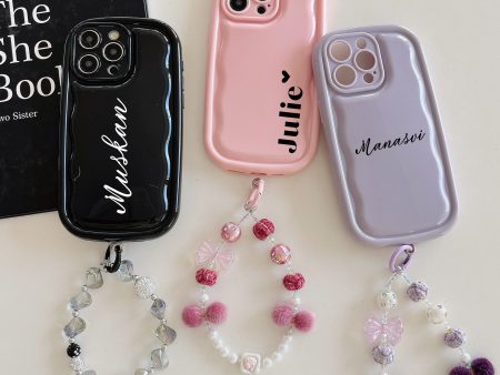 Designer Solid Color Wawy Customised Silicon Case for iPhone With Charm Bracelet For Sale