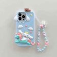 Cute Cartoon 3D Silicon Case for iPhone With Beaded Charm Supply