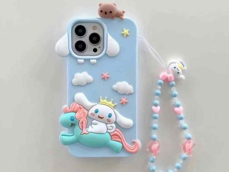 Cute Cartoon 3D Silicon Case for iPhone With Beaded Charm Supply