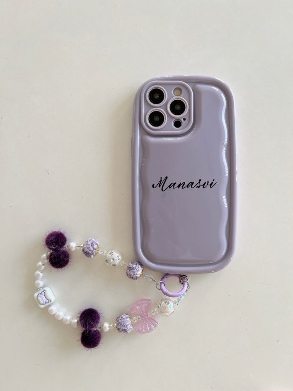 Designer Solid Color Wawy Customised Silicon Case for iPhone With Charm Bracelet For Sale