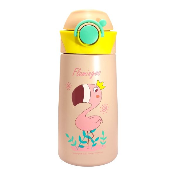 (PINKAH) Kids Cartoon Design Bottle | Stainless Steel (390ML) - Pink Discount