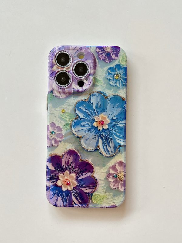 3D Effect Holographic Effect Silicon Case for iPhone With Diamond Camera Protection ( Daisy Family ) Online Hot Sale