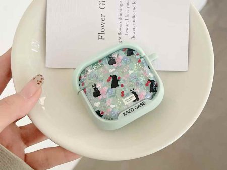 Pastel Color Bunny With Flower Airpod Case With Bunny Charm Fashion