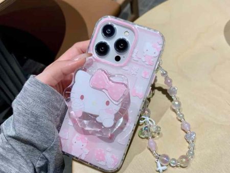 Cute Kitty Pattern Silicon iPhone Case With Kitty Holder And Charm Sale