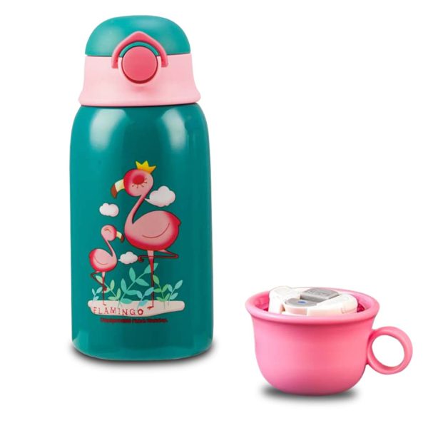 (PINKAH) Kids Bottle Cartoon Design | Stainless Steel (600ML) - Green Fashion