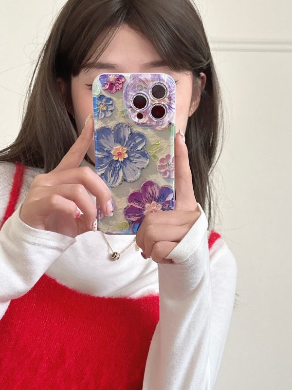 3D Effect Holographic Effect Silicon Case for iPhone With Diamond Camera Protection ( Daisy Family ) Online Hot Sale