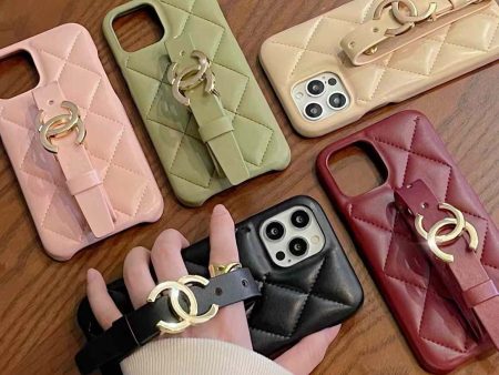 Luxury Branded Quilted Leather Case for iPhone With Belt Holder For Sale