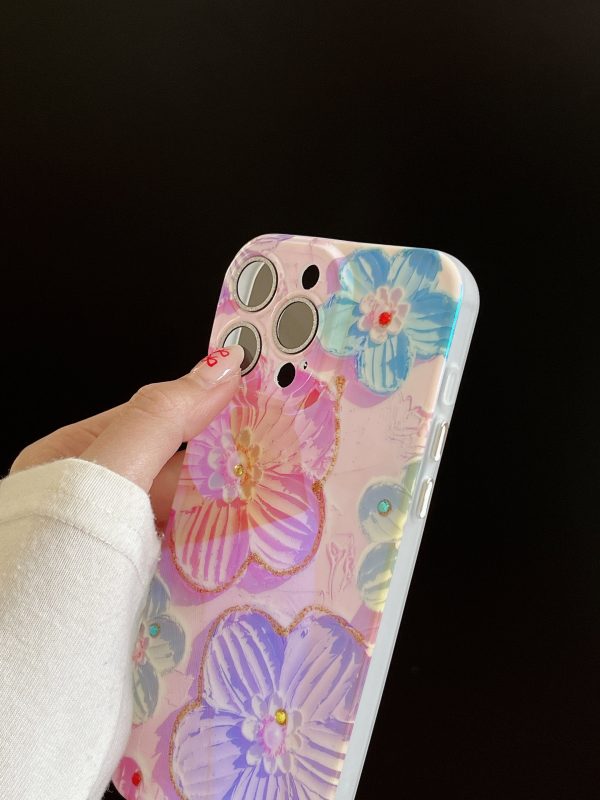 3D Effect Holographic Effect Silicon Case for iPhone With Diamond Camera Protection ( Daisy Family ) Online Hot Sale