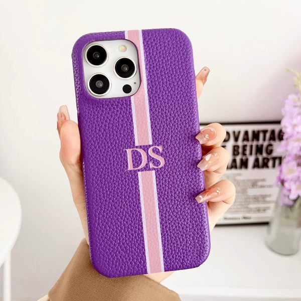 Grain Leather Customised iPhone Case ( Purple ) Online