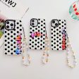 Designer Customised Name Polka Dots Silicon Impact Proof Phone Case With Beaded Charm For Sale