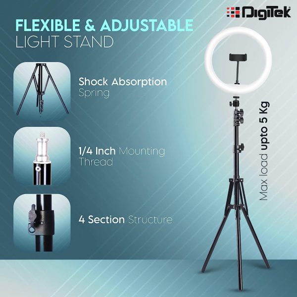 Digitek (DRL-14C) Professional (31cm) Dual Temperature LED Ring Light with Tripod Stand for YouTube, Photo-Shoot, Video Shoot, Live Stream, Makeup, Vlogging & More on Sale