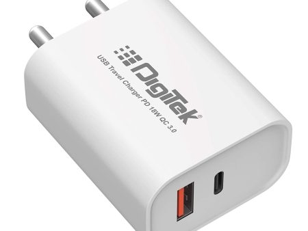 Digitek (DMQC PD-018) Smartphones, Tablet Pcs, Iphone, Ipod, Ipad Usb Travel Charger Pd 18 W Qc 3.0 For Worldwide Voltage, White Fashion