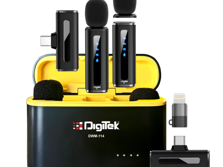 Digitek® (DWM-114) 2-in-1 Wireless Microphone, 2.4GHz, 6.6Hr Battery, Noise Reduction, 40m Range, 360° Sound Capture, Plug n Play, iPhone & Android Compatible, for Video Recording, Interview, Vlogging! Hot on Sale