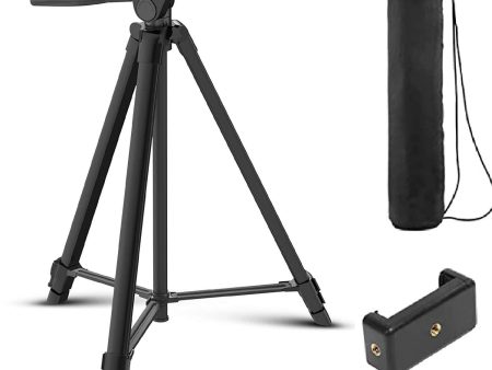 DIGITEK (DTR 480LW) 57 Inch Portable Aluminium Alloy Tripod with Smartphone Holder & 360° Ball Head, 3 Section Adjustment, 2kg Load Capacity, Carry Bag, Compatible with Smartphone, Video Camera, DSLR. Cheap