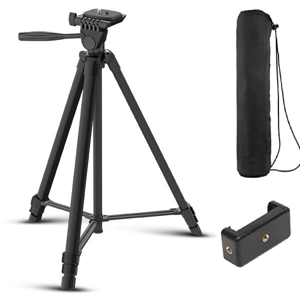 DIGITEK (DTR 480LW) 57 Inch Portable Aluminium Alloy Tripod with Smartphone Holder & 360° Ball Head, 3 Section Adjustment, 2kg Load Capacity, Carry Bag, Compatible with Smartphone, Video Camera, DSLR. Cheap