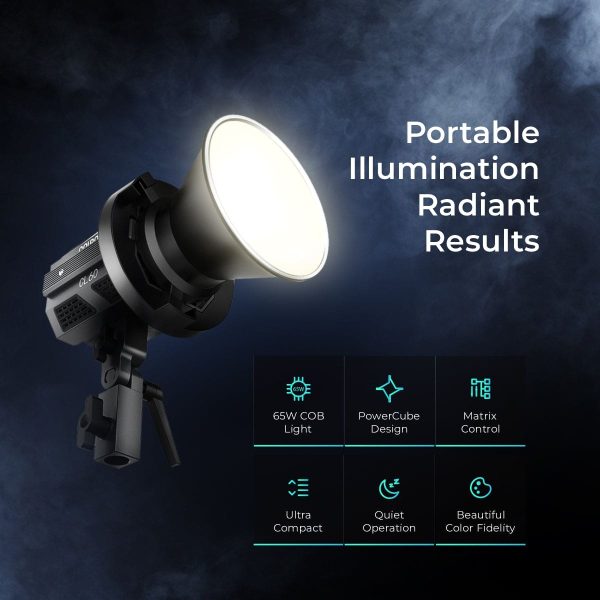 COLBOR CL60 COB Video Light,Power 65W,2700K to 6500K,CRI 97+,Only 550g,Support APP Control Online Hot Sale