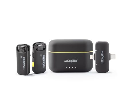 Digitek® (DWM-103) Wireless Microphone System with ANC Noise Reduction & 8Hrs Battery Life, 30m Range, High Fidelity, Dual Connector to Work with Android & iOS Devices for Seamless Audio Recordings Online now