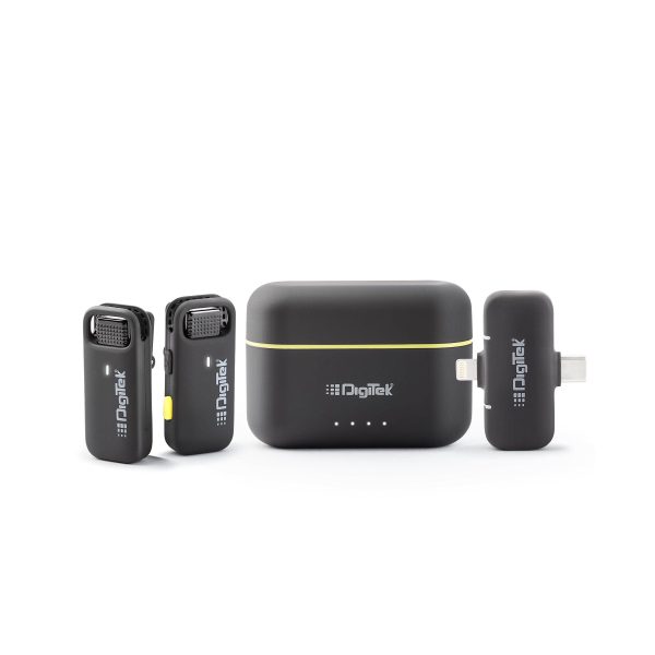 Digitek® (DWM-103) Wireless Microphone System with ANC Noise Reduction & 8Hrs Battery Life, 30m Range, High Fidelity, Dual Connector to Work with Android & iOS Devices for Seamless Audio Recordings Online now