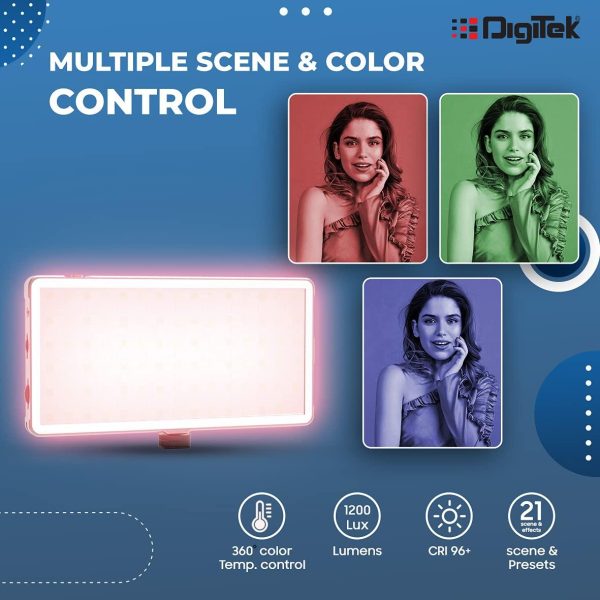 DIGITEK® (LED-D135 ML) 12W Metal Body RGB LED Light with OLED Display, Adjustable Brightness & 360° Color Control, USB-C Charging, 21 Preset Effects, Multi-Scene Lighting for Photo & Video Shoots For Discount