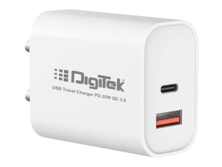 Digitek (DMQC PD25W) 25W USB-C PD & QC Power Delivery PD3.0 Dual Port Fast Wall Charger for Lightning and Type-C Devices DMQC PD25W Supply