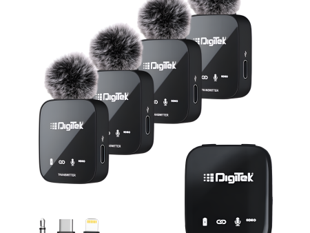 Digitek® (DWM-111) 4 Channel Wireless Microphone System, 360° Ultra Voice Capture & 2.4GHz, Plug & Play, 50m Range, Noise Reduction, Use with DSLR, Smartphone & Laptops, for Podcast, Vlog & Videoshoot For Discount