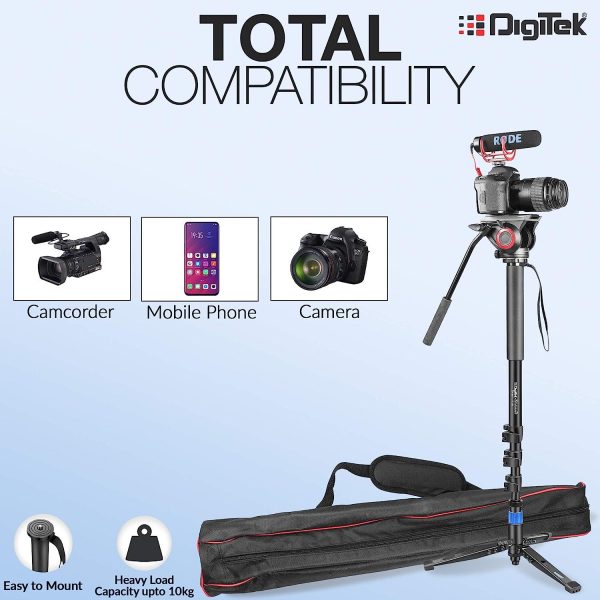 Digitek (DPMP 172B) Professional Ultra Portable Cum Heavy Duty Monopod, Maximum Load : 10kgs on Sale