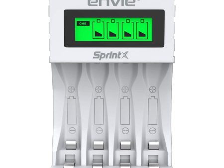 ENVIE (ECR 11 MC) SprintX Ultra Fast Charger for Rechargeable Batteries AA & AAA Ni-mh, with LCD Display, Smart Charge Control System - (White) Online now