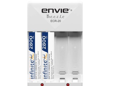 ENVIE (ECR2028002PL) High Speed Wall Plug Charger ECR 20 for AA & AAA Ni-mh Ni-cd Rechargeable Batteries | 2000MA Output Current | with 2 AA2800 Ni-mh Batteries (ECR2028002PL) Online Sale