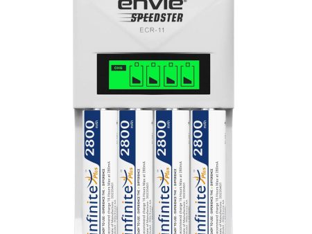 ENVIE (ECR11+AA2800 4PL) Speedster Rechargeable Batteries Charger for AA & AAA with 4x2800mah Batteries (with LCD Display) Online