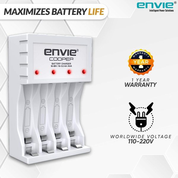 ENVIE (ECR-20 MC) Cooper Rechargeable Battery Charger for AA & AAA Ni-mh Batteries with LED Indicator Fashion