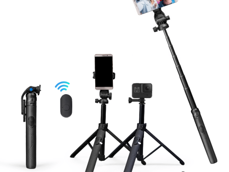 DIGITEK® (DTR-525 SS) 160 CM Long Tripod Selfie Stick with Wireless Remote, Aluminum Rod with 3 Legs Base, 360° Head, GoPro Adapter, 7 Section Adjustment - Compatible with Phones & Action Cameras Online Sale