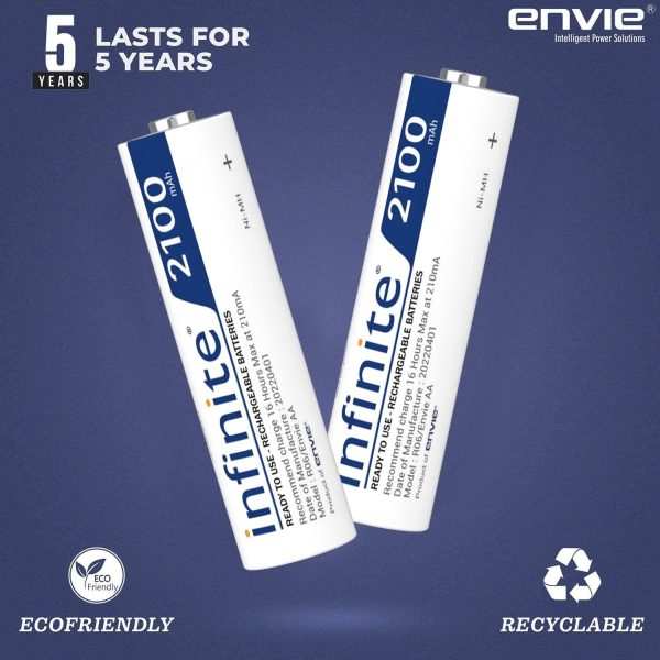 ENVIE (AA 2100 2PL) Infinite Rechargeable Battery for Remote Controls, Electronic Toys, Cameras, Flashlights and Others Online Hot Sale